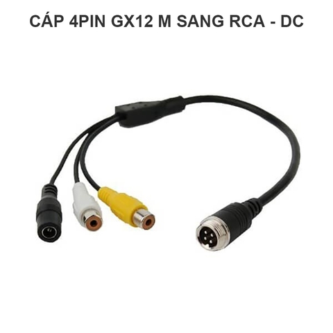 Dây camera lùi cho xe hơi - GX12 Male Air Plug Cable 4 Pin to RCA Adapter Cable for Automotive Vehicle 30cm