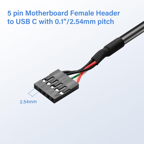 Type C male to Dupont 5-pin female adapter cable for motherboards