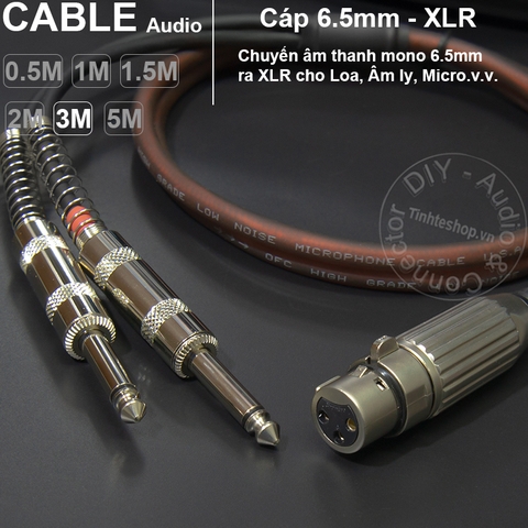 Dây jack canon cái ra 2 jack 6 ly mono DIY 0.5M đến 5M - XLR female to 2 6.35mm male mono cable