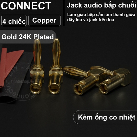 Jack bắp chuối mạ bạc nhân đồng loại mềm cắm cho Loa Âm ly 4 chiếc - Banana plug copper silver plated