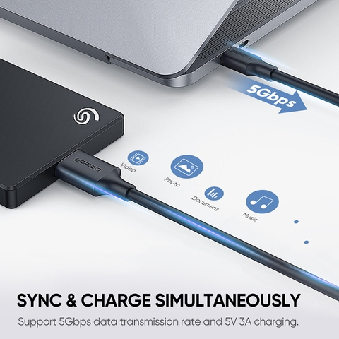 Cáp USB type-C 3.1 ra USB 3.0 Micro B cho HDD box ổ cứng di động 1 mét Ugreen US312 20103