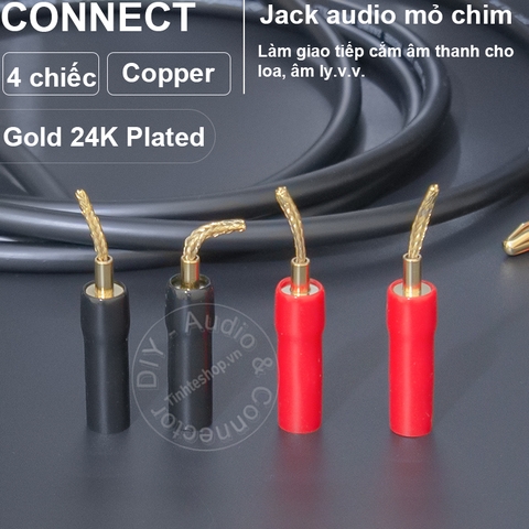 Jack loa mỏ chim mềm 4 chiếc - Audio jack for Speakers 24K gold-plated soft copper mesh Âmplifier