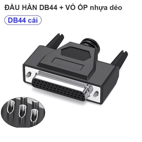 Jack nối DB44 cái  kèm vỏ ốp cao su mềm - DB44 female soldering plug with flexible plastic housing