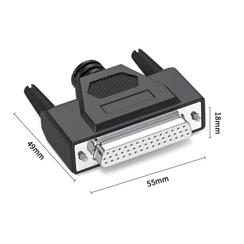 Jack nối DB44 cái  kèm vỏ ốp cao su mềm - DB44 female soldering plug with flexible plastic housing