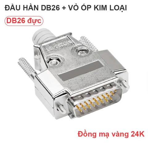 DB26 male connector with metal housing.
