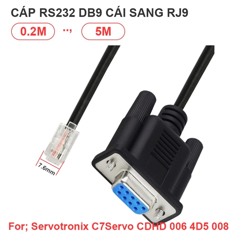 Dây RS232 DB9 sang RJ9 cắm cổng C7 cho Servotronix DDHD-1D81D8EC-RO, DDHD-3D43D4EC
