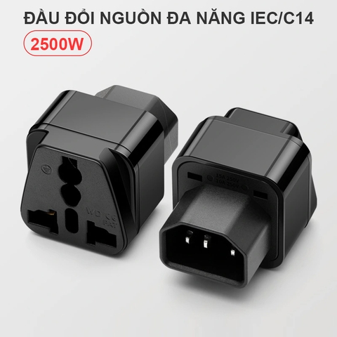 Ổ cắm chuyển nguồn IEC C14 sang chuẩn cắm đa năng - PDU UPS C14 to universal female socket power adapter AC plug