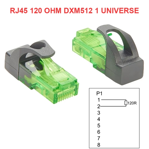 RJ45 120 Ohm DMX512 Terminator 1 Universe RJ45-DMXTERM-120 RJ45 8P8C Plug Termination Resistor for DMX Signal Stability