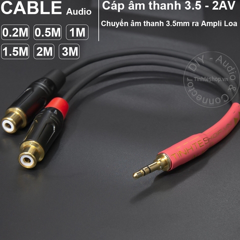 Dây 3.5 ra 2 hoa sen DIY 0.2M đến 3M - 3.5mm đực ra 2 RCA cái Soundking OFC 4N