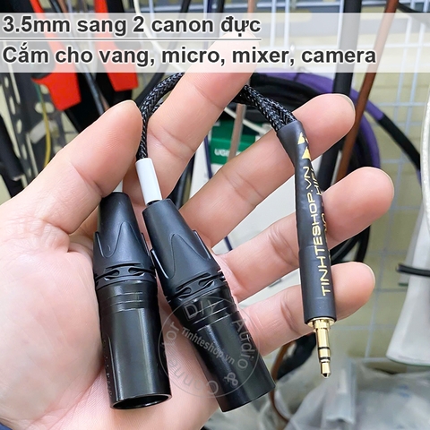 Dây 2 đầu canon đực sang 3.5mm chuyển tín hiệu cho Micro Mixer Sound card.v.v. - 3.5mm male to 2 XLR male cable