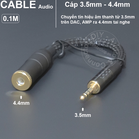 Jack chuyển 4.4 sang 3.5 đồng OFC 4N mạ bạc 10Cm - 4.4mm male to 3.5mm female balanced audio cable
