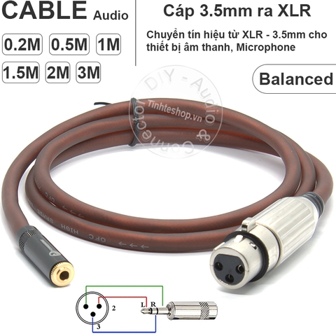 Canon ra 3.5mm balanced DIY 0.2M đến 3M - Microphone Audio XLR female to 3.5mm female DIY cable
