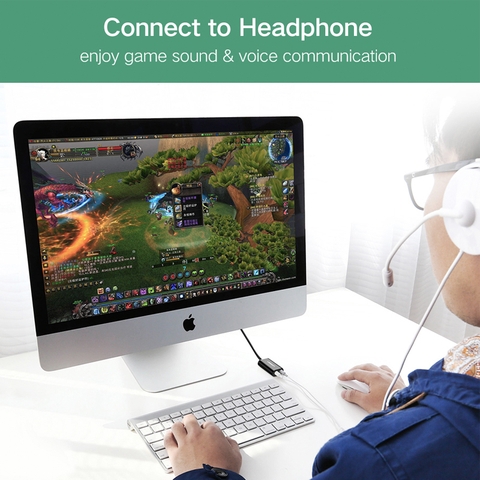 USB sound card Ugreen US205 30724 - USB audio adapter external stereo sound card with 3.5mm headphone and microphone jack