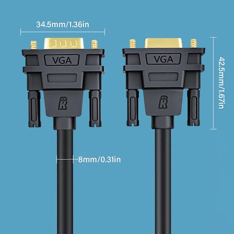 Dây VGA DB15 đực cái nối dài cho Máy chiếu Màn LCD - VGA Cable VGA Male To Female Extension Cable