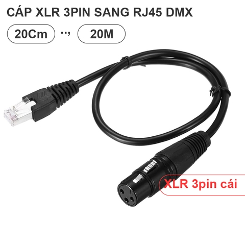 XLR sang RJ45 DMX512 - 3pin XLR to RJ45 Male Adapter Cable, DMX XLR Female to RJ45 Network Connector Extension Cable Ethernet for DMX-CON Controller
