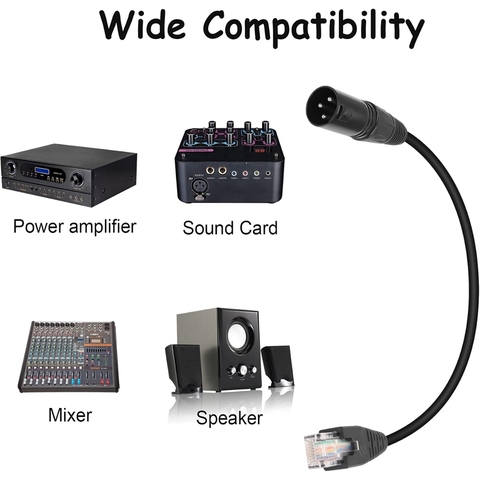 Dây DMX 3pin XLR đực sang đầu mạng RJ45 - DMX XLR Male to RJ45 Male Connector Extension Cable for Amplifiers, Mixers, KTV Equipment, Lighting and Sound