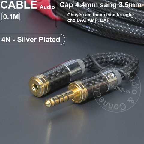 Chuyển 4.4 sang 3.5 đồng 4N mạ bạc 10Cm - 4.4mm to 3.5mm balanced audio cable headphone jack with DAC AMP DAP