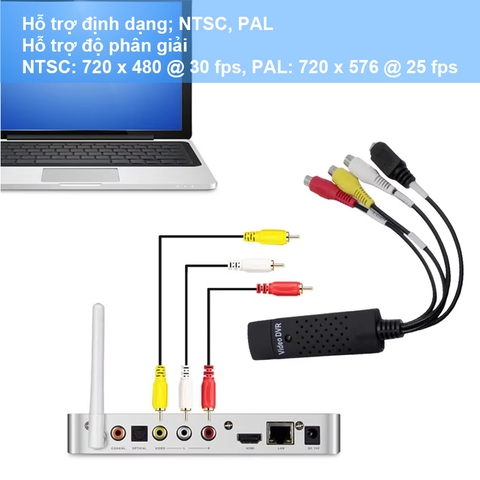 Cạc USB ghi hình Svideo RCA CVBS từ Máy siêu âm Máy nội soi vào máy tính - USB 2.0 video capture card, audio-video card, TV, DVD, VHS, DVR, USB video capture device