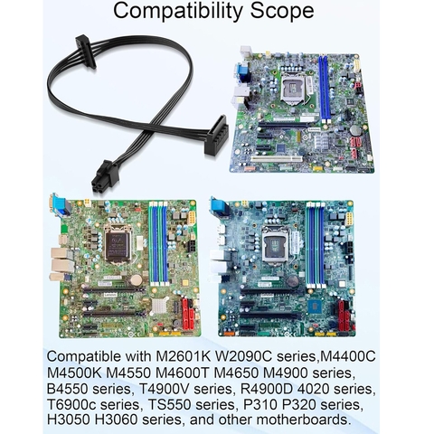 Cáp nguồn 4pin sang 2 SATA cho máy đồng bộ Lenovo dòng M2601K, M4400C, M4500K, M4550, M4600T, M4650, M4900, dòng B4550, dòng T4900V, dòng R4900D, dòng T6900c,TS550, dòng P310 và P320, và dòng H3050, H3060