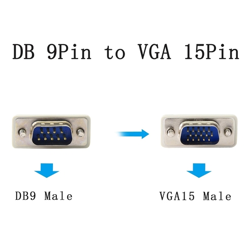 Dây RS232 DB9 sang DB15 3 hàng - DB 9 Pin Male to VGA 15 Pin Male Adapter Cable, RS232 to VGA Conversion Cable