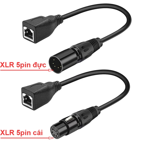 Dây DMX 5 chân sang cổng mạng RJ45 - XLR 5 Pin Male & 5 Pin Female to RJ45 Female DMX Ethernet Adapter Converter Cable