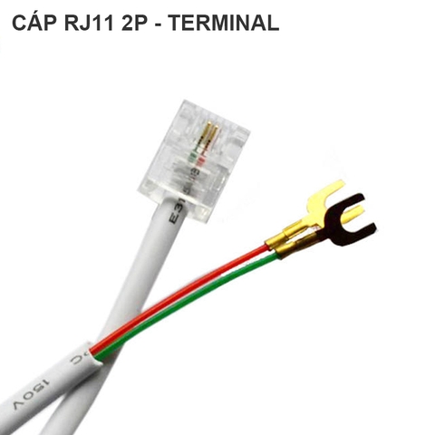 Cáp kết nối nhanh RJ11 2 chân sang kẹp càng cua terminal - Flat Modular Cable RJ11 Spade Lug
