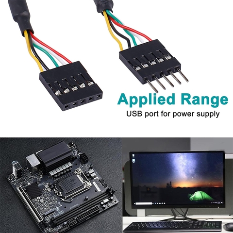 5Pin USB IDC Header Extension Cable, 2.54 Dupont 5-Pin Male to Female Motherboard Header Cable for USB Ports, Expansion Cards