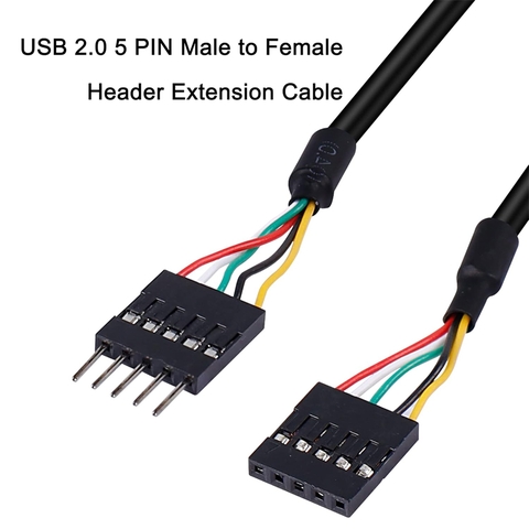 5Pin USB IDC Header Extension Cable, 2.54 Dupont 5-Pin Male to Female Motherboard Header Cable for USB Ports, Expansion Cards