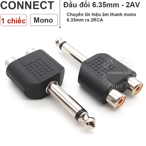 Đầu chuyển 6.5mm ra 2 AV RCA - Stereo 6.35mm to 2 RCA R+L adapter
