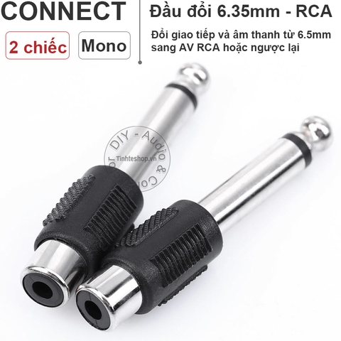 Jack cắm 6.5mm mono ra AV cái 2 chiếc - 6.35mm mono to RCA female adapter