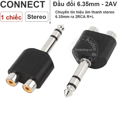 Đầu chuyển 6.5mm ra 2 AV RCA - Stereo 6.35mm to 2 RCA R+L adapter