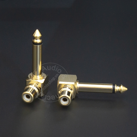 Jack 6 ly ra AV nhân đồng mạ vàng 24K 2 chiếc - 6.35mm to RCA jack plug
