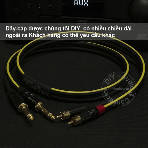 Cáp chuyển 6.5mm 6.35mm mono ra AV RCA lõi đồng OFC 4N mạ bạc 0.5M 1M 1.5M 2M 3M 5M