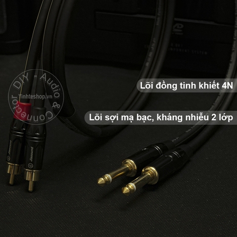 Cáp chuyển 6.5mm 6.35mm mono ra AV RCA lõi đồng OFC 4N mạ bạc 0.5M 1M 1.5M 2M 3M 5M