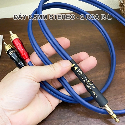 Dây 6.5 ly stereo sang 2 đầu jack bông sen chuyển âm thanh từ cổng phone trên Soundcard Mixer DAC sang Loa Âm ly
