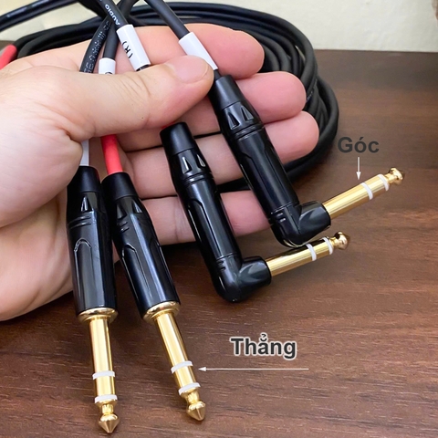 Cặp dây 6.5 ly TRS balanced đầu vuông góc chuyển âm thanh từ Soundcard Mixer DAC - AMP sang Loa kiểm âm