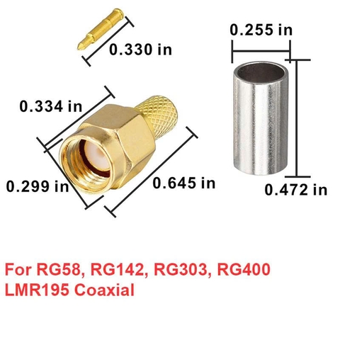 Cầu nối chuyển đổi SMA đực thẳng 50 Ohm mạ vàng - Gold-plated 50 Ohm straight male SMA adapter bridge
