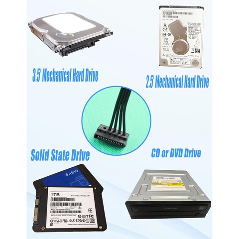 Cáp nguồn 4pin sang 2 SATA cho máy đồng bộ Lenovo dòng M2601K, M4400C, M4500K, M4550, M4600T, M4650, M4900, dòng B4550, dòng T4900V, dòng R4900D, dòng T6900c,TS550, dòng P310 và P320, và dòng H3050, H3060
