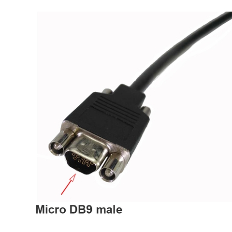 Micro DB9 male to DB9 female cable for industrial cameras, compatible with Dell EMC 038-003-084 connector