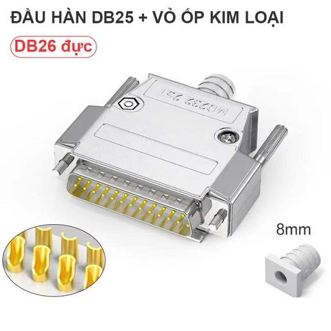 DB25 female connectors with Metal Cover, 2-Row D-SUB 25 pin Serial Connector , DB25 adapters