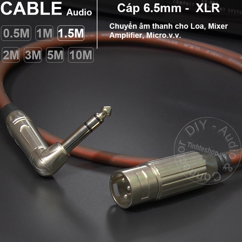 Dây 6ly stereo ra canon đực DIY 0.5M đến 5M - XLR male to 6.5mm TRS cable