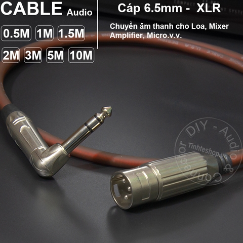 Dây 6ly stereo ra canon đực DIY 0.5M đến 5M - XLR male to 6.5mm TRS cable