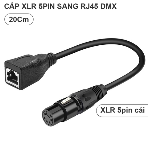 Cáp chuyển đổi XLR 5 chân sang RJ45 - Cáp chuyển đổi Ethernet DMX XLR 5 chân đực & 5 chân cái sang RJ45 cái