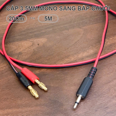 Dây 3.5 mono sang 2 đầu bắp chuối 4mm - 3.5mm 1/8" TS male to banana plug AMP PA DJ speaker pro audio