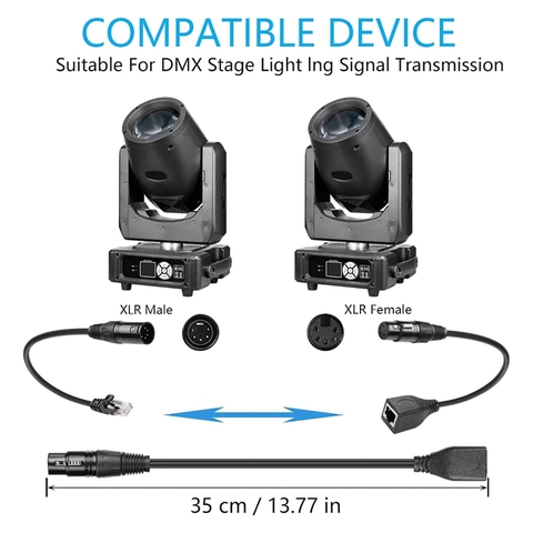 Cáp chuyển đổi XLR 5 chân sang RJ45 - Cáp chuyển đổi Ethernet DMX XLR 5 chân đực & 5 chân cái sang RJ45 cái