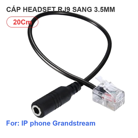 Cáp cho tai nghe IP phone Grandstream - 3.5mm Smartphone Headset to RJ9 Adapter Cable for Telephone IP Phones