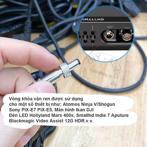 Adapter nguồn 12VDC 2A chân cắm 5.5x2.1mm khóa vặn ren cho Sony PIX-E7 PIX-E5 Atomos Ninja V/Shogun Màn hình Ikan DJI Đèn LED Hollyland Mars 400s Smallhd Indie 7 Aputure
