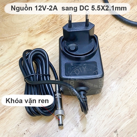 Adapter nguồn 12VDC 2A chân cắm 5.5x2.1mm khóa vặn ren cho Sony PIX-E7 PIX-E5 Atomos Ninja V/Shogun Màn hình Ikan DJI Đèn LED Hollyland Mars 400s Smallhd Indie 7 Aputure