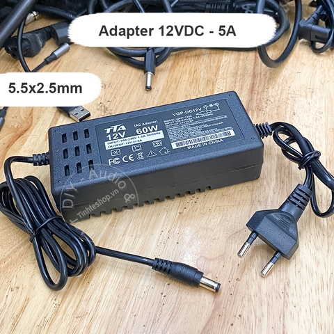 Nguồn adapter 12V 5A cho máy chấm công chuẩn cắm 5.5x2.5mm