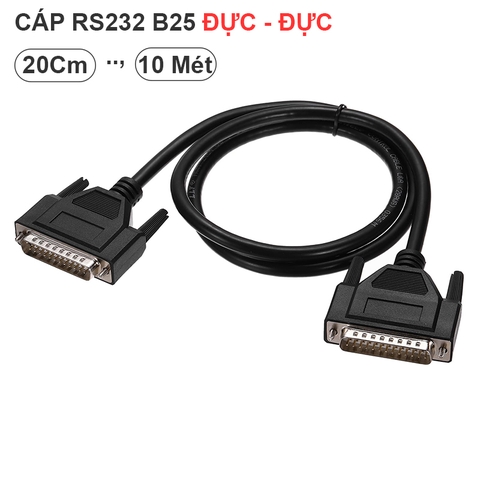 Cáp RS232 DB25 2 đầu đực - DB25 28AWG Serial Cable, Aluminum Foil Shielded DB25 Male to Male Connector Straight Serial Cable for Data Communication